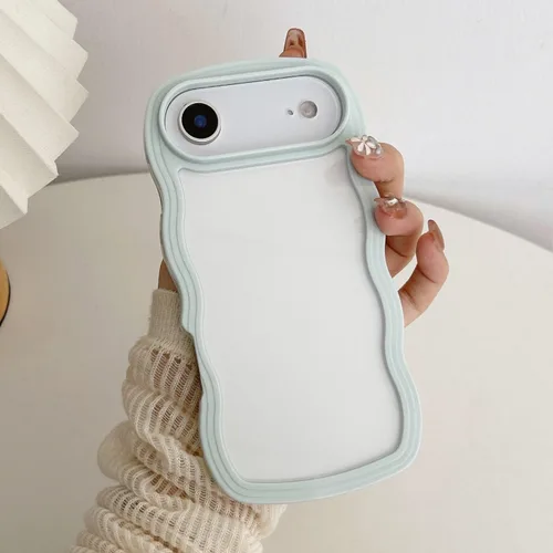 Miniatura 15 de QLTYPRI Funda compatible con iPhone 7/8/SE, bonita funda transparente con marco ondulado rizado para niñas y mujeres, funda protectora de TPU