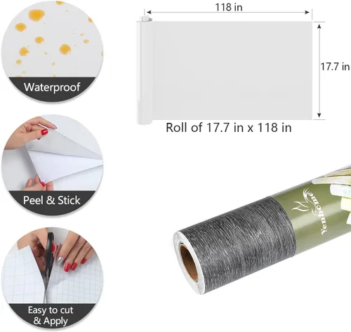 Miniatura 6 de YENHOME Papel de contacto de madera gris para encimeras de despegar y pegar, envoltura de vinilo de madera para armarios, muebles, 17.7 x 118
