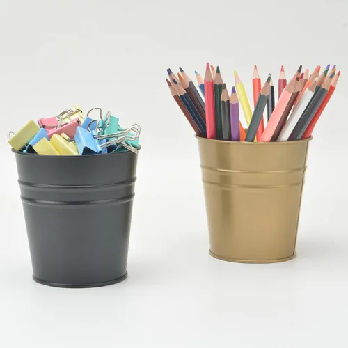 Miniatura 7 de Soporte para bolígrafo para escritorio, soporte para lápices, organizador de bolígrafos de metal, almacenamiento de maceta pequeña de hojalata