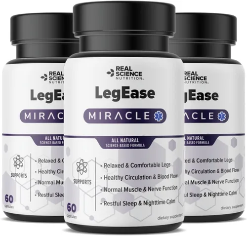 Miniatura 10 de Real Science LegEase Miracle - Suplemento completamente natural para el alivio del síndrome de piernas inquietas y calambres en las piernas