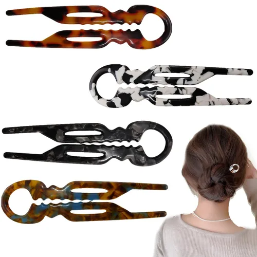 4 horquillas francesas de prestigio para mujer, accesorios para el cabello con diseño dentado antideslizante, ángulo curvado para un mejor ajuste de