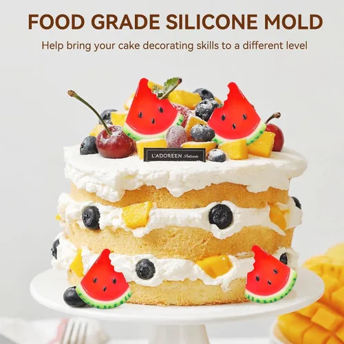 Miniatura 4 de Moldes de silicona para frutas, molde de chocolate para fondant, 2 piezas, molde de sandía, lindo molde de decoración de tartas, molde de silicona