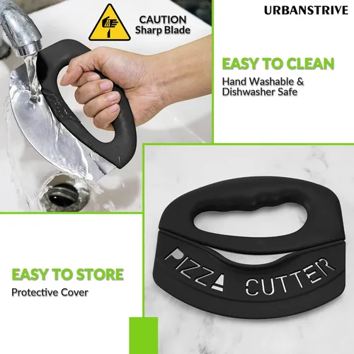 Miniatura 7 de Urbanstrive Cortador de Pizza de Acero Inoxidable para Trabajo Pesado con Tapa, Cuchillo de Pizza de Hoja Súper Afilada Cortador de Pizza Balancín