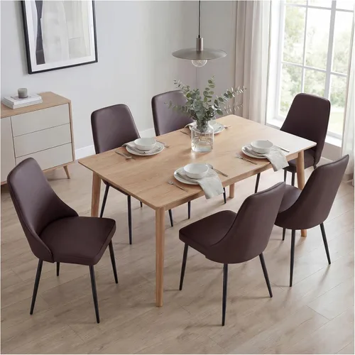 Miniatura 11 de Sillas de comedor de piel sintética, modernas y tapizadas, sillas de cocina, sillas auxiliares de cena con respaldo curvado y patas de metal