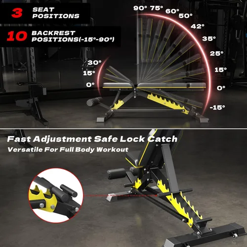 Miniatura 2 de DONIUZ Banco Resistente Ajustable Banco de Entrenamiento Press de Banca para Gimnasio en Casa Entrenamiento de Fuerza, Silla Romana Multifuncional