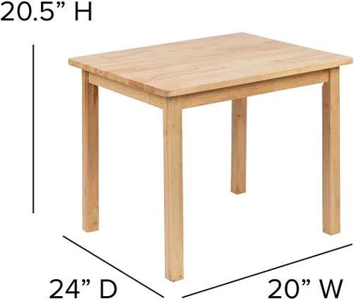 Miniatura 6 de Flash Furniture Kyndl - Juego de mesa y silla de madera maciza para niños, sala de juegos, dormitorio, cocina, juego de 3 piezas, color natural
