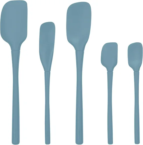 Miniatura 13 de Tovolo Juego de utensilios de silicona de 5 piezas (aguamarina clara): espátula, cuchara, raspador de tarros, mini espátula y mini cuchara Agua claro