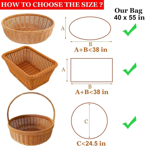 Miniatura 8 de SYOGUA Paquete de 10 bolsas de celofán extra grandes, 40 x 55 pulgadas, bolsas de regalo transparentes de 3 mil de grosor para cestas de plástico
