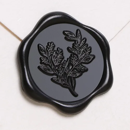 Miniatura 20 de UNIQOOO Calcomanías de sello de cera, calcomanías de sello de invitación de boda de rama de olivo, 50 calcomanías autoadhesivas de oro antiguo, Rama