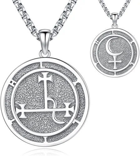 Miniatura 18 de Collar de pentagrama de plata de ley con triple luna, diosa celta, nudo celta, nudo de brujas, Ankh, sol y luna, Hécate, lilith, Santa Muerte