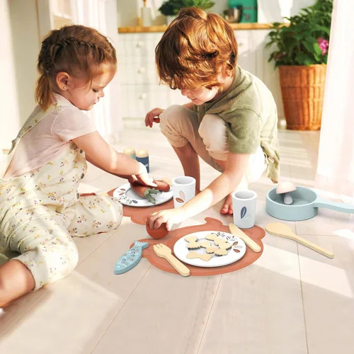 Miniatura 2 de SPEEDY MONKEY Juego de Comedor de Madera para Niños – Juego de Cocina y Accesorios de Cocina de 19 Piezas para Juegos de Simulación – Juguete
