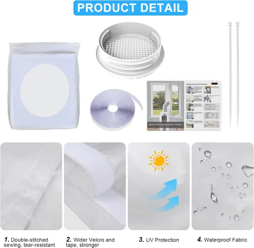 Miniatura 7 de Kit de sellado de ventana de CA portátil de 157.5 in (157 pulgadas) con acoplador universal para manguera de escape de 5.1"/5.9", kit de sellado