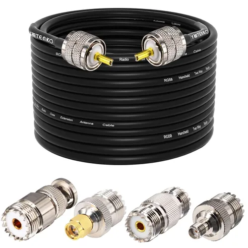 Miniatura 20 de Cable de puente PL259 de 1 pie - Cable coaxial RG58 de 15 pulgadas corto 50 ohmios coaxial para medidor SWR radio de radioaficionado radio CB