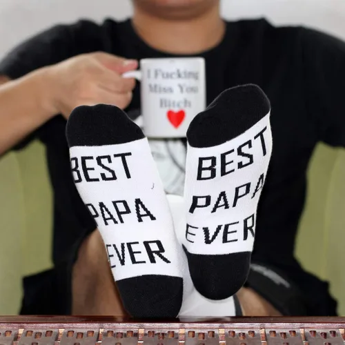 Miniatura 6 de LEVLO Papa Gift Best Papa Ever - Calcetines para el día del padre, regalo para papá, tío, abuelo, regalo de cumpleaños para hombre