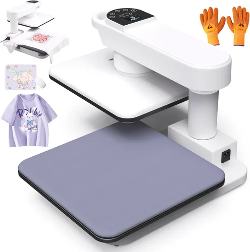 Miniatura 11 de Whubefy Prensa de Calor Automática Giratoria 360° 15x15 - Máquina Profesional Automática de Prensa para Camisetas con Liberación Automática y 7