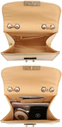 Miniatura 5 de Dasein Bolso cruzado pequeño para mujer, bolso de noche de diseñador, bolso de mano para bodabaile de graduaciónfiesta con doble correa de cadena