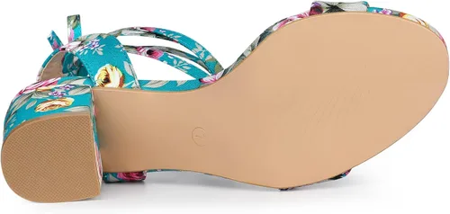 Miniatura 5 de Allegra K Sandalias de tacón de bloque para mujer con cordones