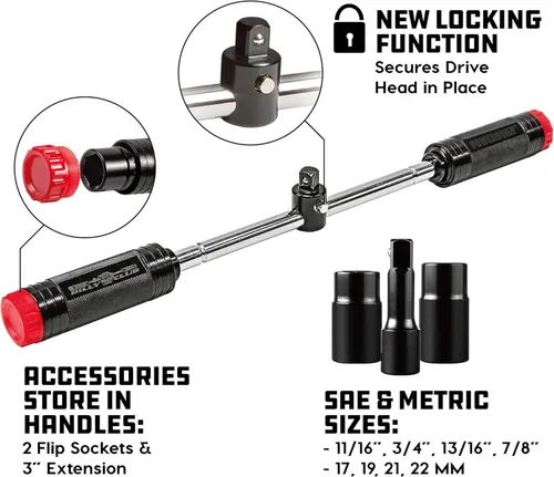 Miniatura 2 de Powerbuilt Billy Club - Llave universal para cambiar los neumáticos del vehículo rápidamente, romper tuercas sueltas, servicios de emergencia