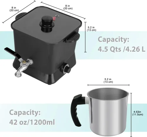 Miniatura 2 de Sutomlo Gran derretidor eléctrico de cera de 4.5 cuartos de galón para hacer velas, olla de fusión de cera de velas con control de temperatura