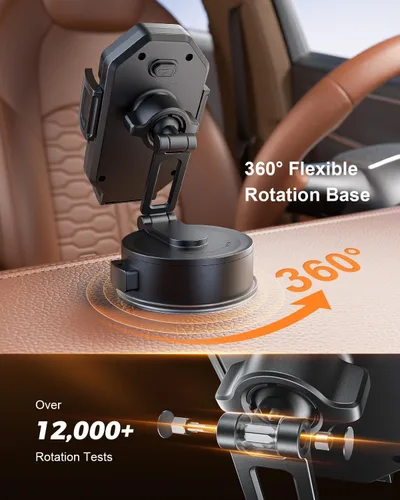 Miniatura 6 de SUPERONE Soporte de teléfono 3 en 1 para automóvil [ventosa y clip más fuertes] Soporte de teléfono ajustable de 360° para tablero, ventilación