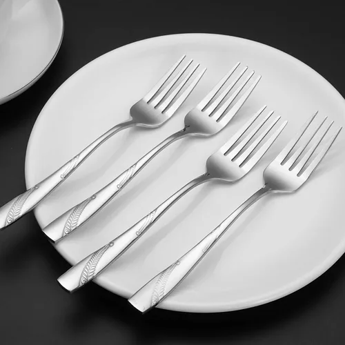 Miniatura 4 de Bringer Tenedor de postre de acero inoxidable, juego de tenedores pequeños para pasteles/ensaladas, paquete de 12