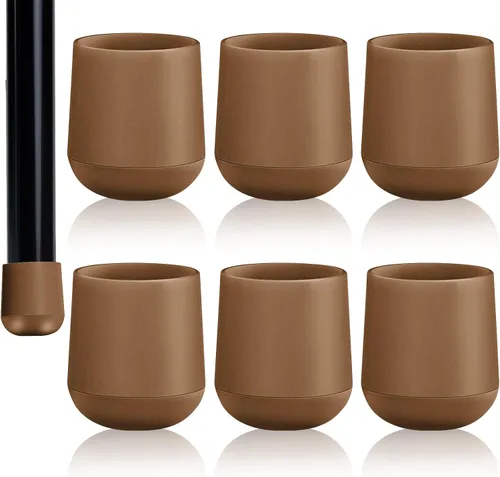Miniatura 23 de Jetec 12 Pcs 1 Inch Folding Chair Leg Caps Heavy-Duty Plastic Chair End Caps Non-marring Furniture Glides Round Hardwood Floor Protectors (Brown,1in)