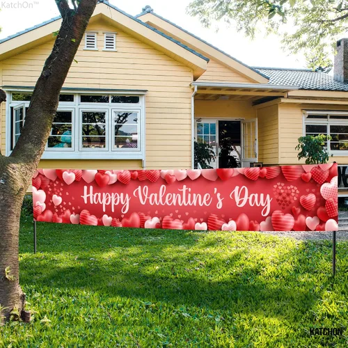 Miniatura 9 de KatchOn, Cartel de feliz día de San Valentín, grande, 120 x 20 pulgadas, decoraciones de patio de San Valentín, decoración del día de San Valentín