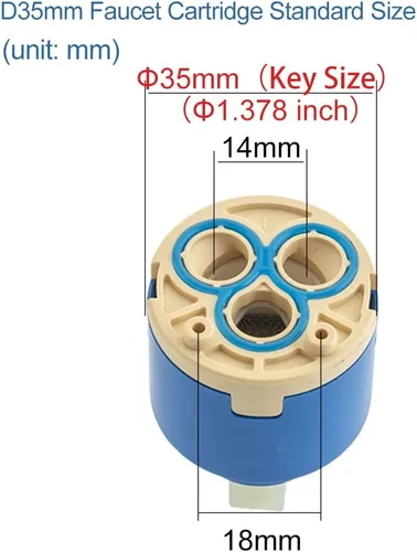 Miniatura 2 de Diámetro 1.378 in Reemplazo de cartucho de grifo de cerámica para grifo de ducha de lavabo de cocina de una sola manija, válvula de grifo de cerámica
