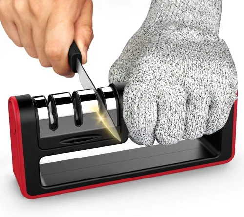 Miniatura 5 de Grill-A-Sharp Afilador de cuchillos de acero de tungsteno de 3 etapas, molienda de diamante, piedras de cerámica, sistema de afilado manual