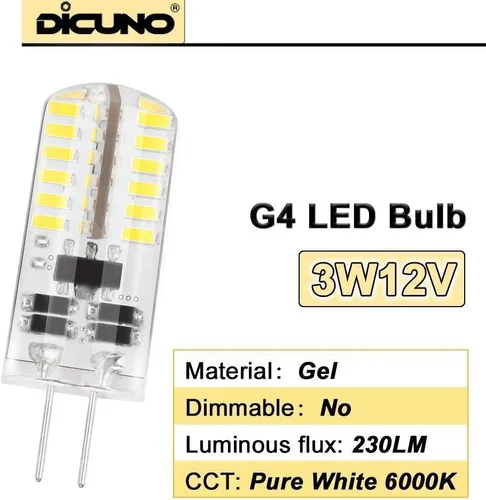 Miniatura 4 de DiCUNO G4 base de bombilla de LED de corriente alterna/corriente directa de 12 voltios, equivalente a 20 watts ~ 25 watts. T3 Repuesto para bombilla