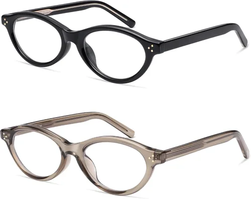 Miniatura 8 de AMOMOMA Anteojos de lectura ovalados retro para mujer, bloqueo de luz azul, ojo de gato, elegantes lectores con bisagra de resorte AM6227