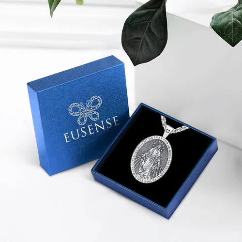 Miniatura 40 de Eusense Saint Necklace Sterling Silver 925 Protection Jewelry for Men Women Patron St Medals Amulet Pendant