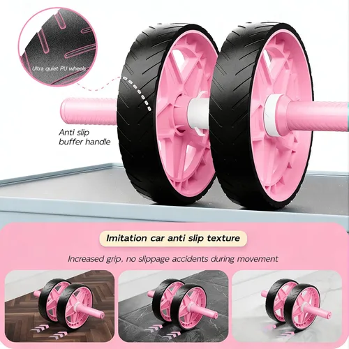 Miniatura 5 de Double-Wheel Ab Roller for Core Training – Rebound Design with Adjustable Elastic Band, Silent Non-Slip Wheels, Detachable Build, Knee Pad & Bands
