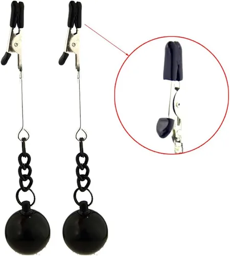 Miniatura 2 de Pinzas para pezón con peso de acero inoxidable con clip de cadena para pezón, bola ajustable, sin perforación, joyería para pezones para adultos