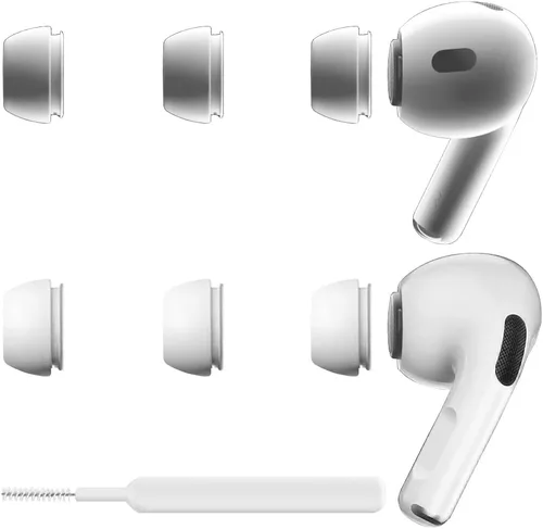 SIXFU 3 pares de almohadillas de repuesto compatibles con AirPods Pro y AirPods Pro 2, puntas de silicona actualizadas, incluyendo cepillo limpiador