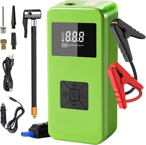 Arrancador de Batería de Coche Portátil con Compresor de Aire, Caja de Arranque de 150 PSI de Pico de 8000 A para hasta 6.0 L de Gasolina/3.0 L de