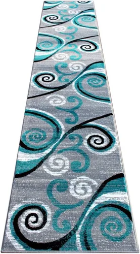 Miniatura 10 de Masada Rugs, Stephanie Collection - Alfombra de área moderna y contemporánea, 1100, turquesa, gris, blanco, negro (2 pies x 3 pies)