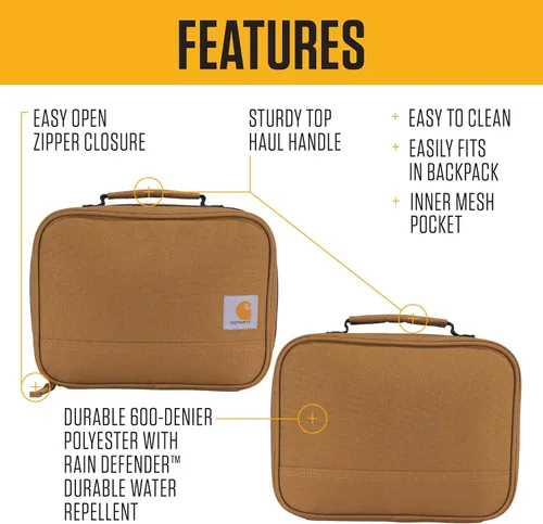 Miniatura 2 de Carhartt Enfriador de almuerzo aislado para hombres y mujeres, totalmente aislado para el uso diario, 4 latas (negro)
