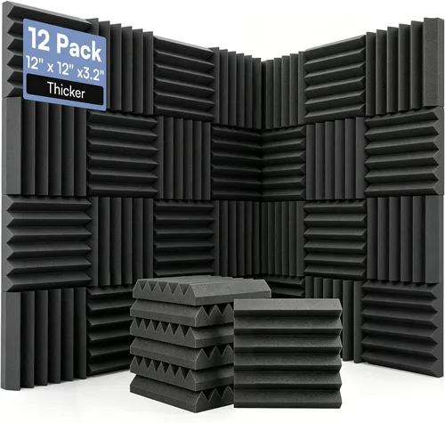 Miniatura 11 de GUERRI Paneles de espuma a prueba de sonido para paredes, paquete de 48 paneles de espuma acústica con autoadhesivos de 12 x 12 x 1 pulgada, paneles