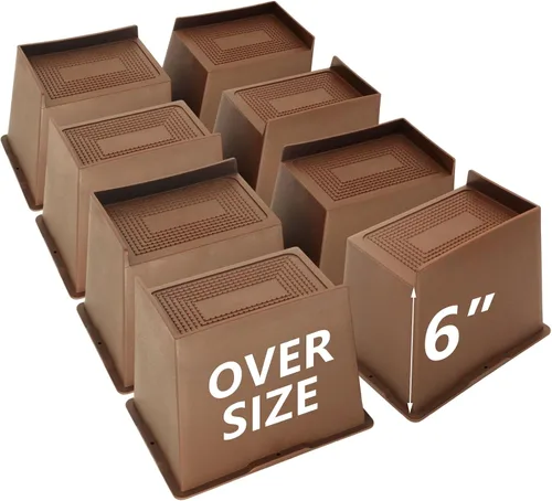 Miniatura 16 de Elevadores de cama de 4 pulgadas, resistentes, elevadores de muebles de gran tamaño, paquete de 4 elevadores de cama extra anchos para mesa, sofá