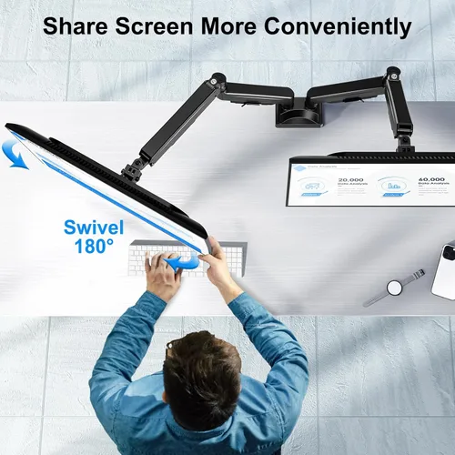 Miniatura 6 de Soporte de monitor doble para pantallas de hasta 43 pulgadas, brazo de monitor dual ultra ancho resistente con capacidad para 2.2-33 libras cada