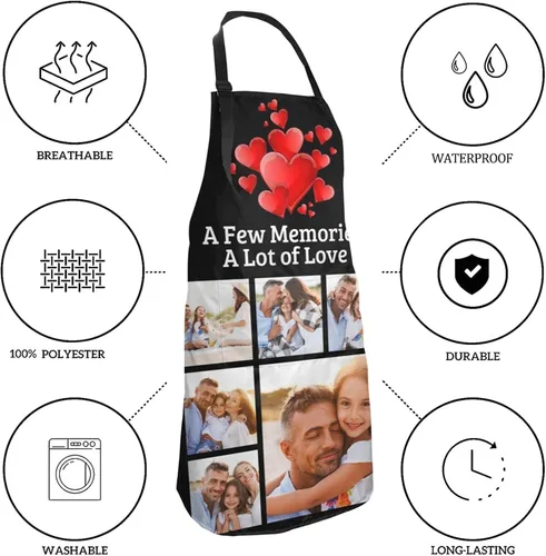 Miniatura 5 de EAQ Delantales personalizados para mujeres y hombres, delantales personalizados con foto personalizada para cocinar, servir, cafetería Delantal