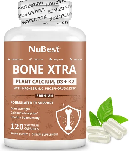 Miniatura 2 de NuBest Bone Xtra Fórmula de fortaleza ósea a base de plantas con calcio, magnesio de algas marinas, fósforo, vitamina C, K2, D3 Inmunidad y máxima