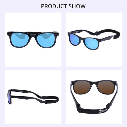 Miniatura 3 de COCOSAND Gafas de sol para niños pequeños con correa flexible TPE marco cuadrado protección UV400 para niños niñas y niños de 2 a 6 años