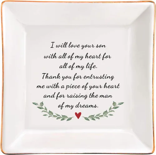 Regalos para la madre del novio de la novia, regalos de boda para suegra, regalo de agradecimiento para la nueva mamá, plato de joyería de cerámica