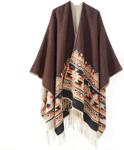 Miniatura 108 de Poncho chal para mujer, suéteres suaves y cálidos para mujer, parte delantera abierta, poncho de viaje para otoño, invierno y primavera