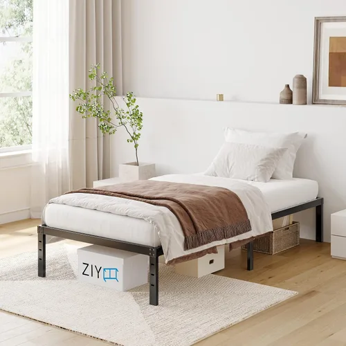 Miniatura 7 de ZIYOO Base de cama individual, listones de madera de 3 pulgadas de ancho con soporte de 2500 libras para colchón, 16 pulgadas de alto, no necesita