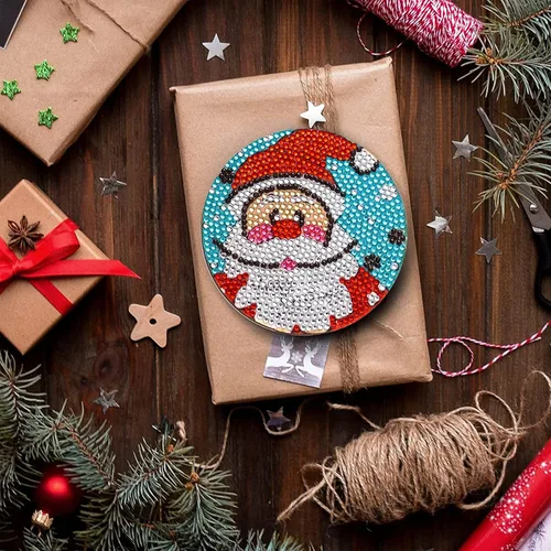 Miniatura 5 de SKRYUIE Juego de 6 piezas de kits de pintura de diamante 5D para posavasos de Navidad para adultos taladro completo, kits de pintura con diamantes