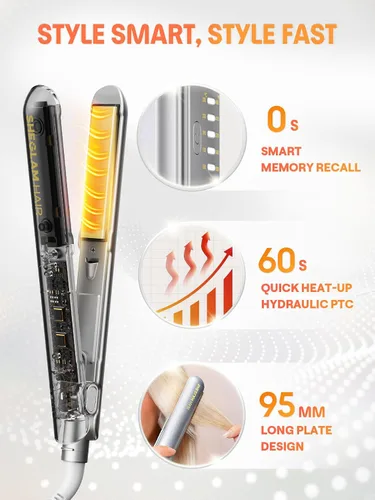 Miniatura 4 de SHEGLAM Plancha para el cabello, plancha plana de 1 pulgada y rizador con diente de peine, temperatura de memoria inteligente ajustable de 270 a 450