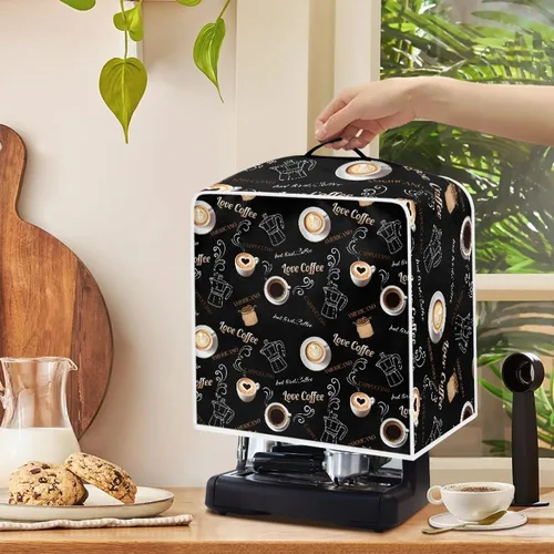 Miniatura 4 de Cubiertas para máquina de café con mango superior, resistentes a las manchas, para mezclador, compatible con la mayoría de cafeteras